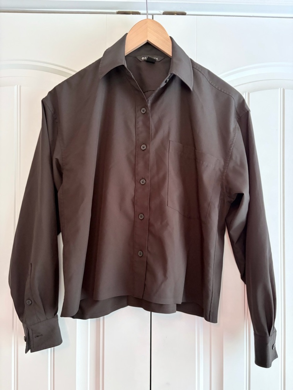 Athleta Cropped Stretch Tech Top Women's Size XS Black Button Down Long Sleeves - Picture 3 of 11